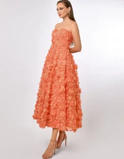 Midi Dresses<Bariano SAVANNA STRAPLESS FLORAL MIDAXI B70D05L CORAL