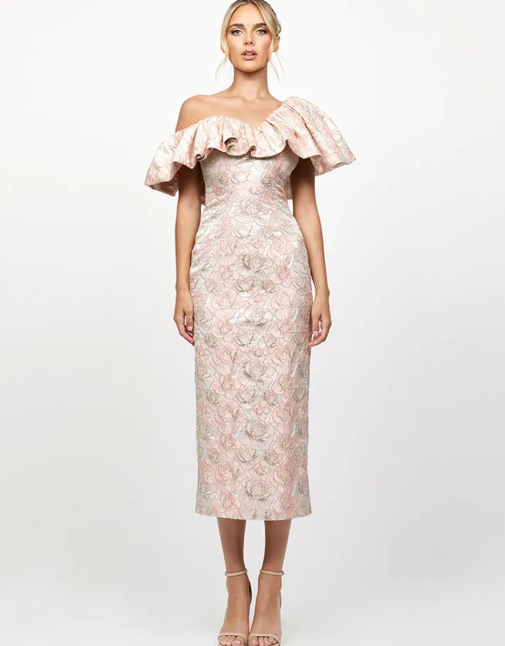 All Dresses | Maxi Dresses<Bariano SCARLET ONE SHOULDER MIDI BL75D53S BLUSH