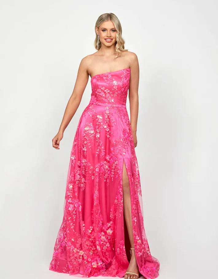 Gowns / Ballgowns | All Dresses<Bariano SERRA ASYMMETRIC GOWN B73D04L FUCHSIA