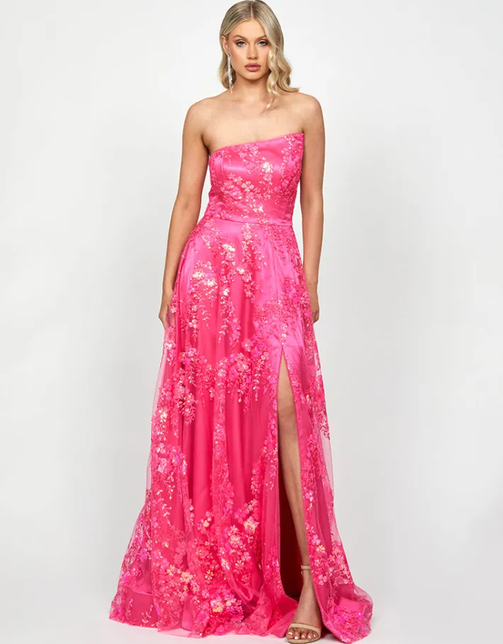 Gowns / Ballgowns | All Dresses<Bariano SERRA ASYMMETRIC GOWN B73D04L FUCHSIA