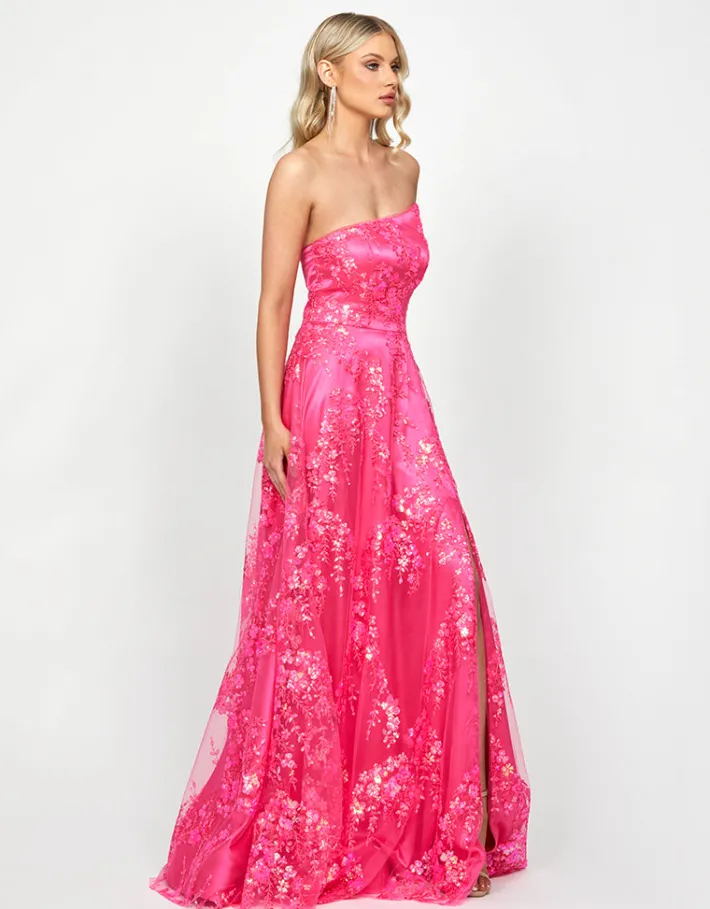 Gowns / Ballgowns | All Dresses<Bariano SERRA ASYMMETRIC GOWN B73D04L FUCHSIA