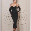 Long Sleeve Dresses | Midi Dresses<Bariano STARRY NIGHT SLEEVED MIDI BL66D02S BLACK/BLACK LINING