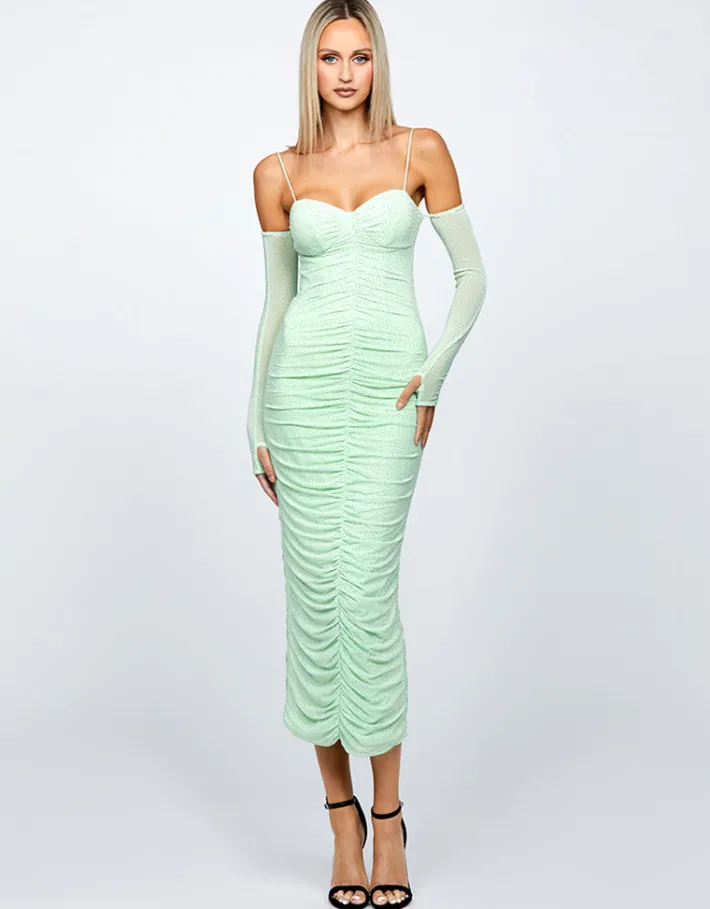 Midi Dresses<Bariano STARRY NIGHT SLEEVED MIDI BL66D02S MINT