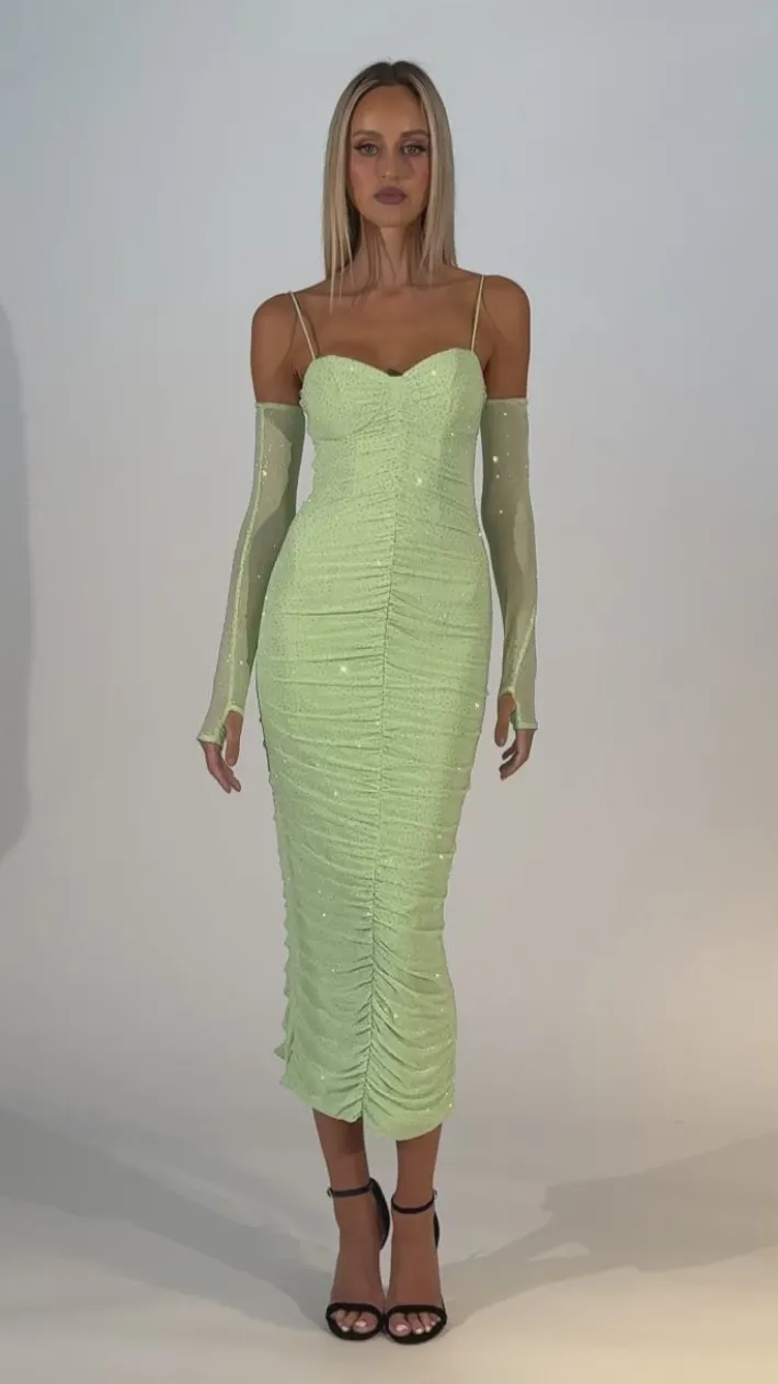 Midi Dresses<Bariano STARRY NIGHT SLEEVED MIDI BL66D02S MINT