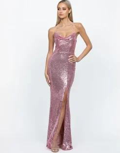 Gowns / Ballgowns | Maxi Dresses<Bariano STEPHANIE COWL DRAPED SEQUIN GOWN B34D15LSE
