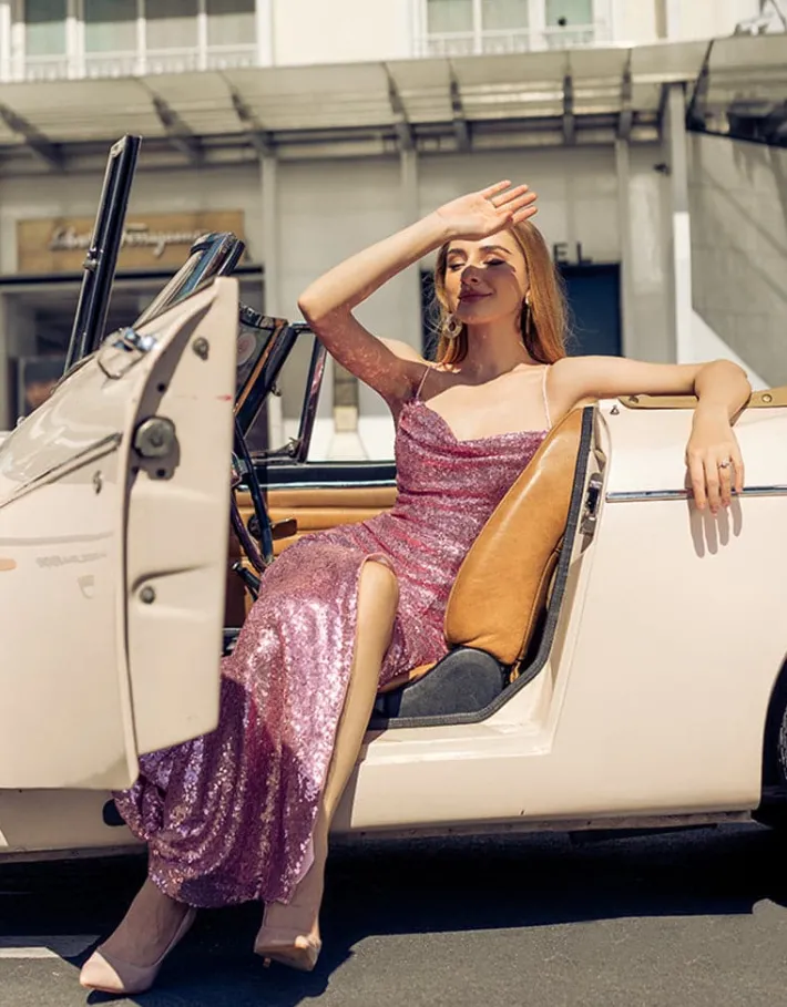 Gowns / Ballgowns | Maxi Dresses<Bariano STEPHANIE COWL DRAPED SEQUIN GOWN B34D15LSE
