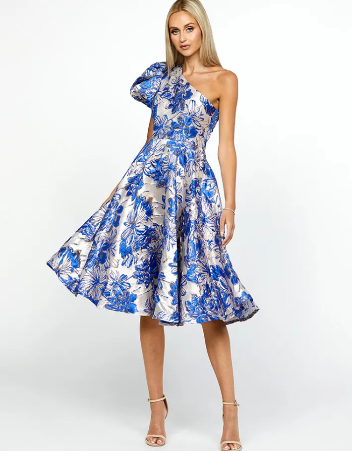 Midi Dresses | All Dresses<Bariano TALIA ONE SHOULDER DRESS BL67D03S BLUE
