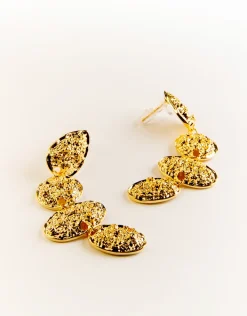 Jewellery<Bariano TALIA TEXTURED DROP EARRINGS GOLD