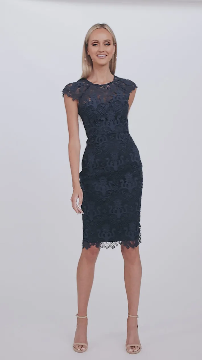 Midi Dresses | All Dresses<Bariano TAMARA CAP SLEEVE FITTED MIDI BL55D11S