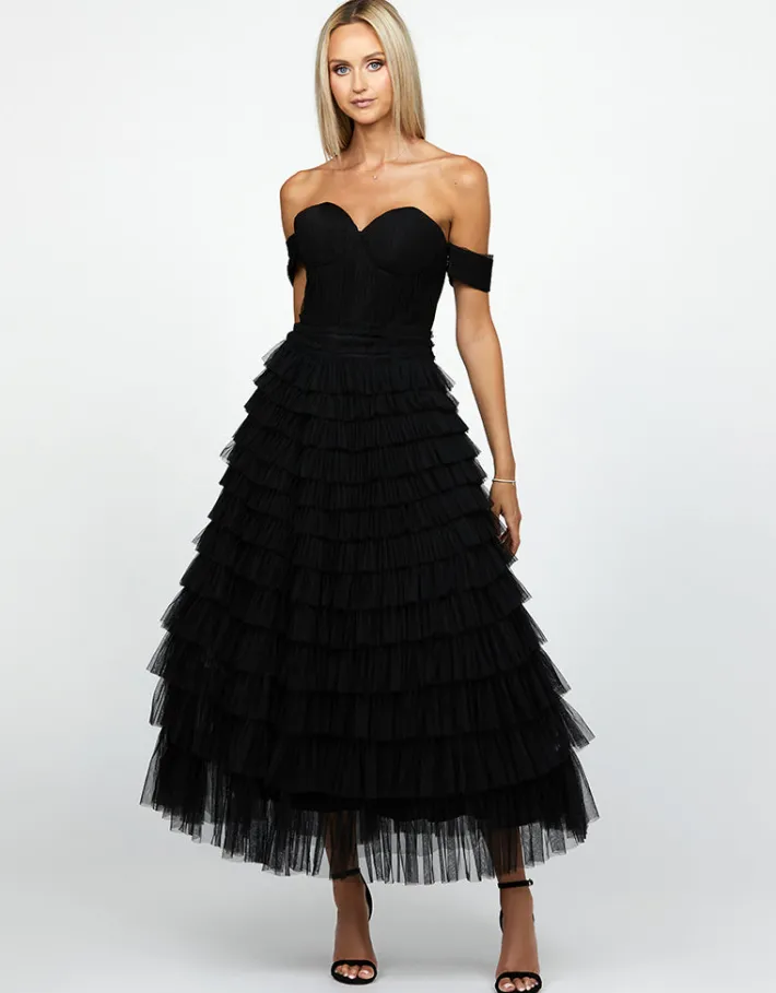 Formal / Prom Dresses | Midi Dresses<Bariano THEODORA OFF SHOULDER TEA LENGTH MIDI B64D16S