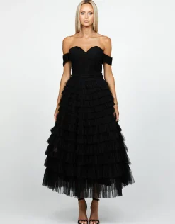 Formal / Prom Dresses | Midi Dresses<Bariano THEODORA OFF SHOULDER TEA LENGTH MIDI B64D16S
