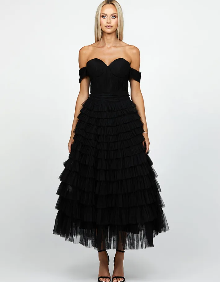 Formal / Prom Dresses | Midi Dresses<Bariano THEODORA OFF SHOULDER TEA LENGTH MIDI B64D16S