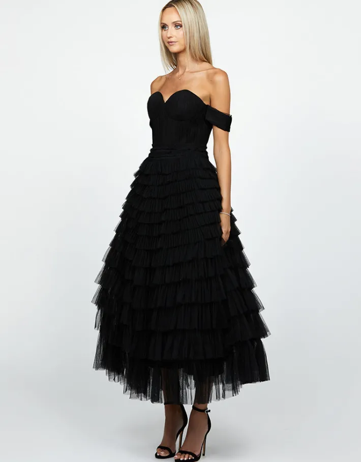 Formal / Prom Dresses | Midi Dresses<Bariano THEODORA OFF SHOULDER TEA LENGTH MIDI B64D16S