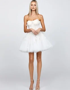 Mini Dresses | All Dresses<Bariano VANESSA APPLIQUED CORSET MINI B71D25S WHITE/NUDE