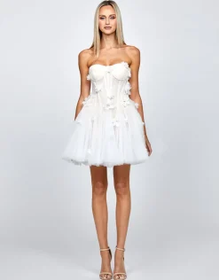 Mini Dresses | All Dresses<Bariano VANESSA APPLIQUED CORSET MINI B71D25S WHITE/NUDE