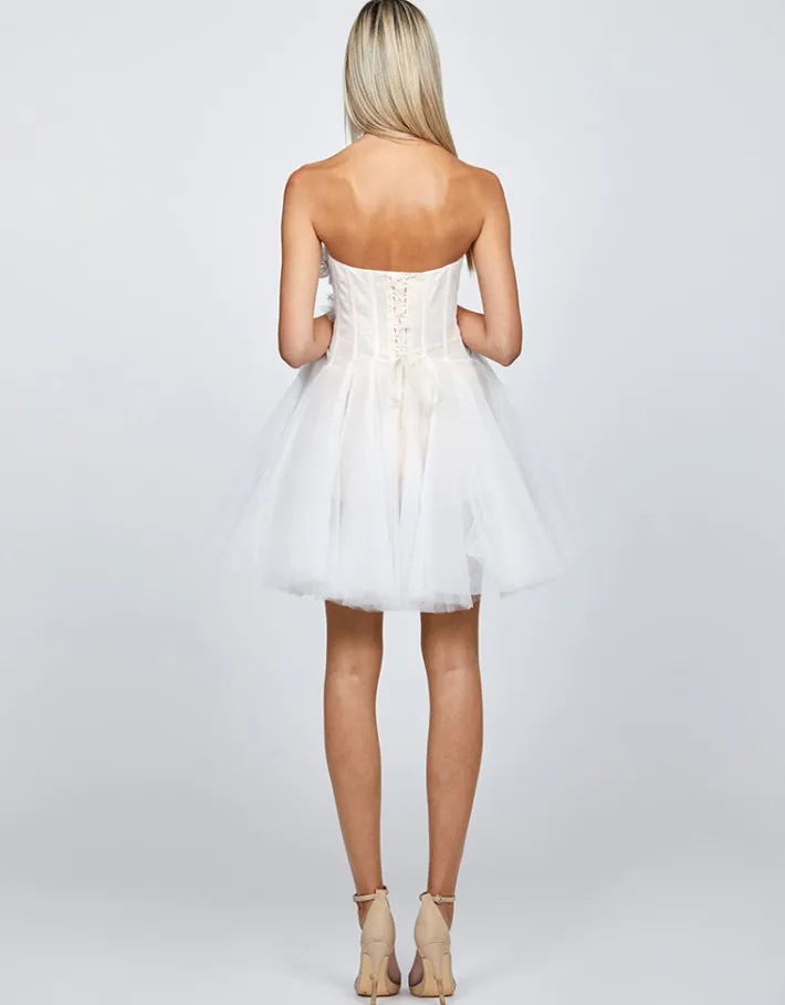 Mini Dresses | All Dresses<Bariano VANESSA APPLIQUED CORSET MINI B71D25S WHITE/NUDE