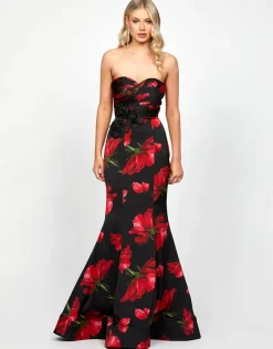 Maxi Dresses | All Dresses<Bariano VANIA FISHTAIL GOWN B73D30L BLACK/RED