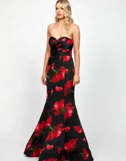 Maxi Dresses | All Dresses<Bariano VANIA FISHTAIL GOWN B73D30L BLACK/RED