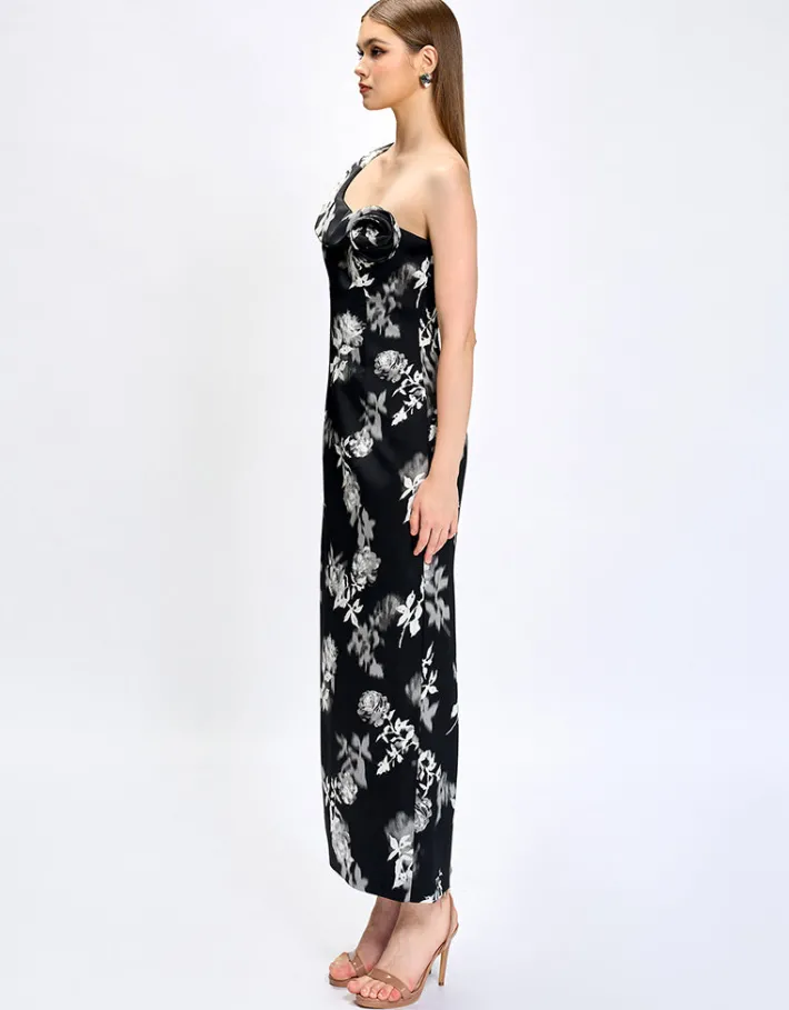 Maxi Dresses<Bariano VIOLETTA ROSETTE MIDAXI BL75D33L BLACK WHITE PRINT