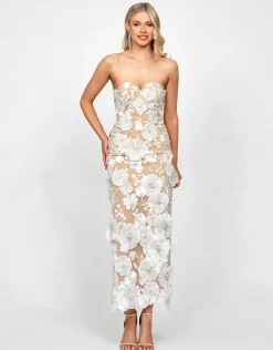 Maxi Dresses | All Dresses<Bariano VOLLY SWEETHEART FLORAL MIDAXI B73D52L WHITE/NUDE