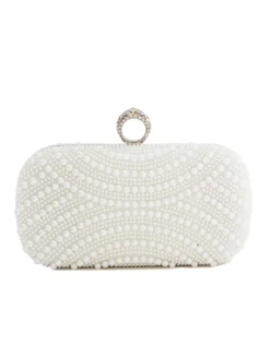 Clutches<Bariano BEADED CLUTCH J74BG03 WHITE