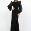 Long Sleeve Dresses | Gowns / Ballgowns<Bariano WINNIE SHEER SLEEVE GOWN B67D12L BLACK