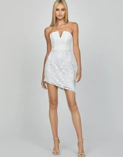 Mini Dresses | All Dresses<Bariano XANTHE STRAPLESS ASYMMETRIC MINI BL62D11S WHITE