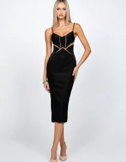 Formal / Prom Dresses | Midi Dresses<Bariano YVES CUT OUT BODYCON MIDI BL72D67S BLACK/NUDE