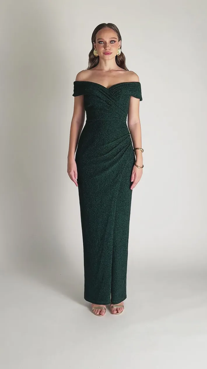 Formal / Prom Dresses | Maxi Dresses<Bariano ZIMI OFF SHOULDER MAXI BL75D02L EMERALD