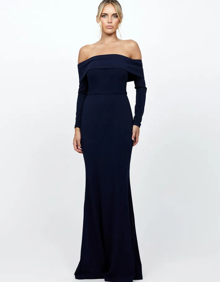 Formal / Prom Dresses | Maxi Dresses<Bariano ZOLA OFF SHOULDER GOWN B73D33LNT NAVY