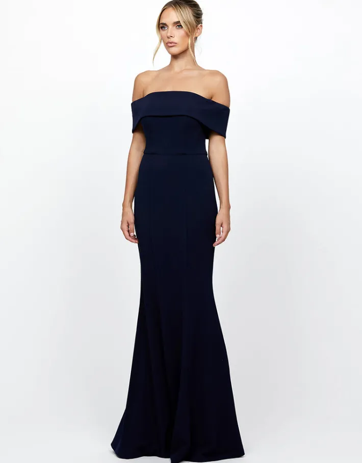 Formal / Prom Dresses | Maxi Dresses<Bariano ZOLA OFF SHOULDER GOWN B73D33LNT NAVY