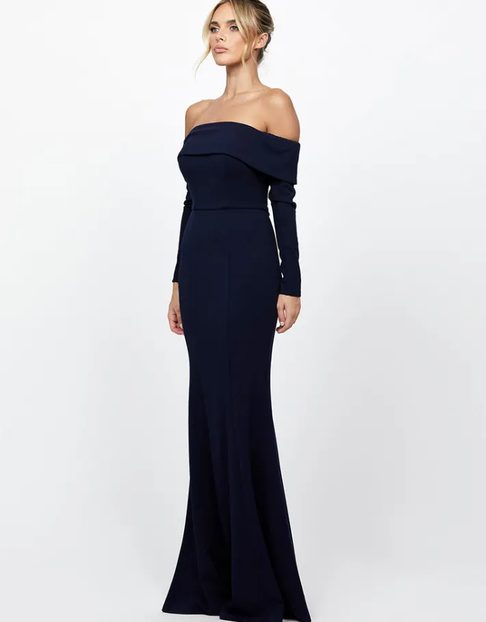 Formal / Prom Dresses | Maxi Dresses<Bariano ZOLA OFF SHOULDER GOWN B73D33LNT NAVY