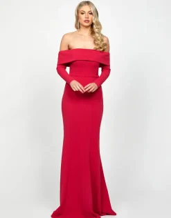 Gowns / Ballgowns | All Dresses<Bariano ZOLA OFF SHOULDER GOWN WITH DETACHABLE BELT B73D33L LIPSTICK