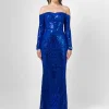 Formal / Prom Dresses | Maxi Dresses<Bariano ZOYA LONG SLEEVE SEQUIN GOWN B75D18L COBALT